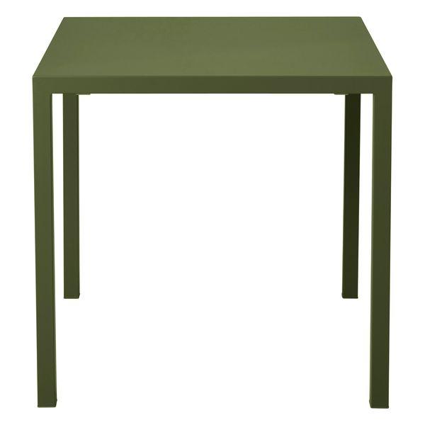 Table repas carré outdoor 80cm métal vert foncé