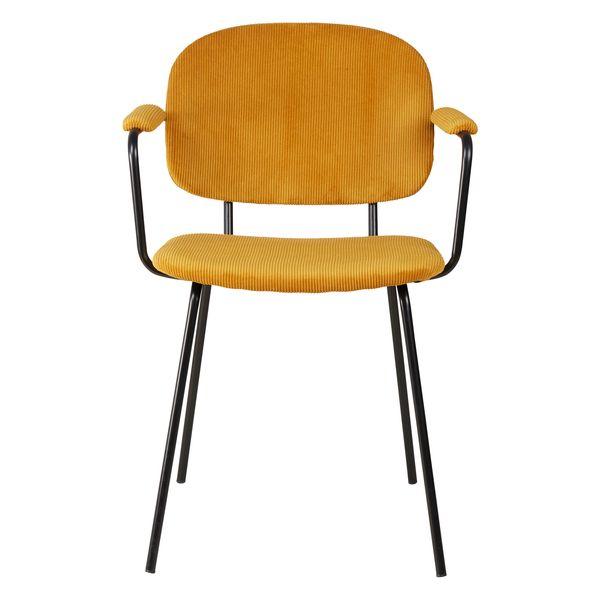 Fauteuil velours côtelé jaune curry