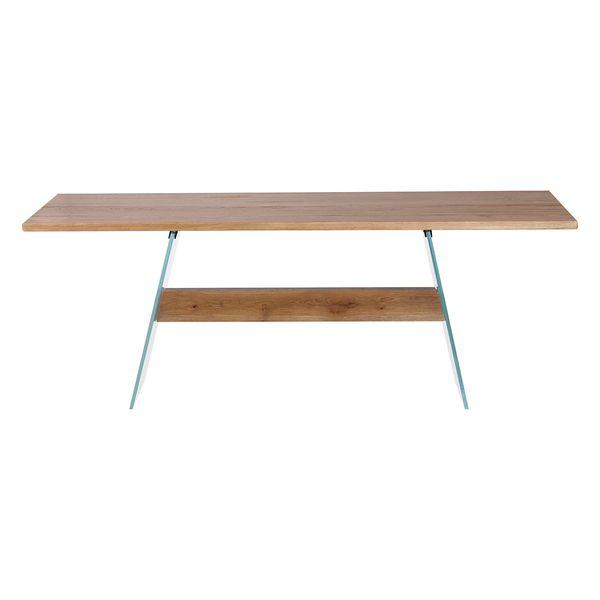 Table repas chêne naturel pieds verre