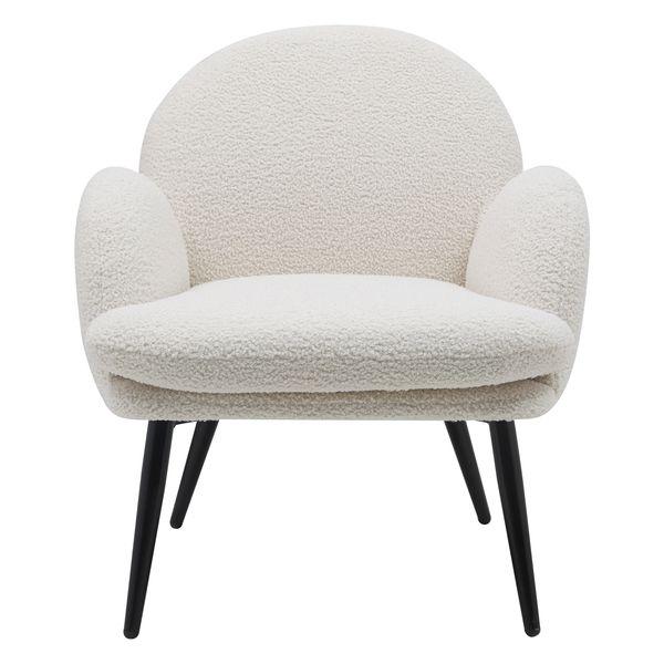 Fauteuil tissu effet laine bouclette blanc