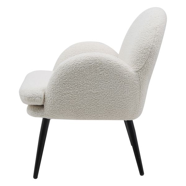 Fauteuil tissu effet laine bouclette blanc