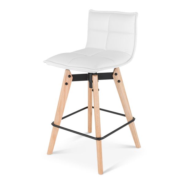 Chaise snack blanche pieds chêne - AGATHE