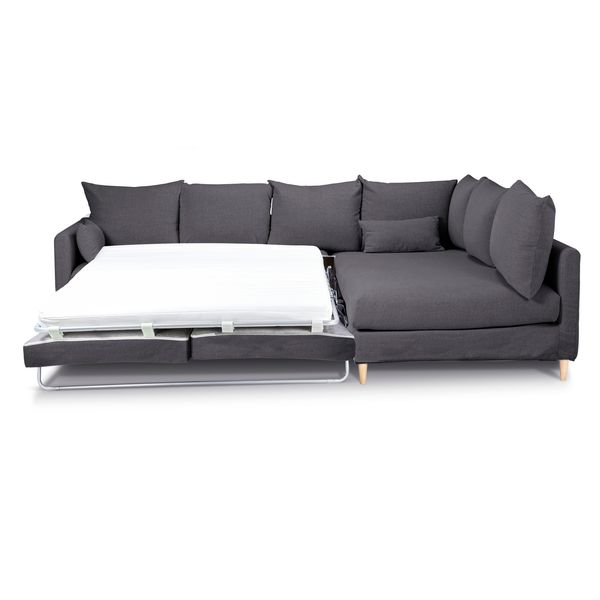 Canapé d'angle tissu recyclé anthracite - Angle droite