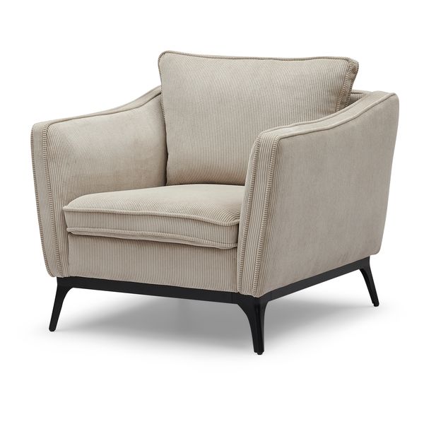 Fauteuil velours côtelé beige
