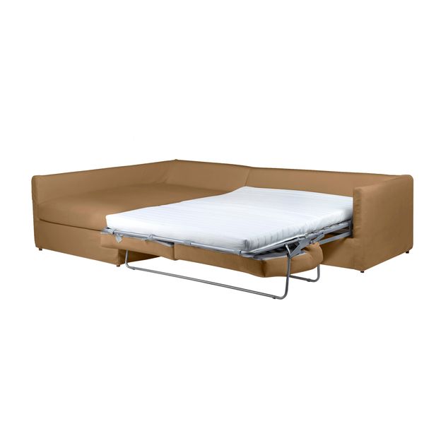 Canapé d'angle convertible velours texuté moutarde - Angle gauche