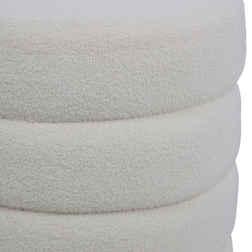 Pouf tissu effet laine bouclette beige