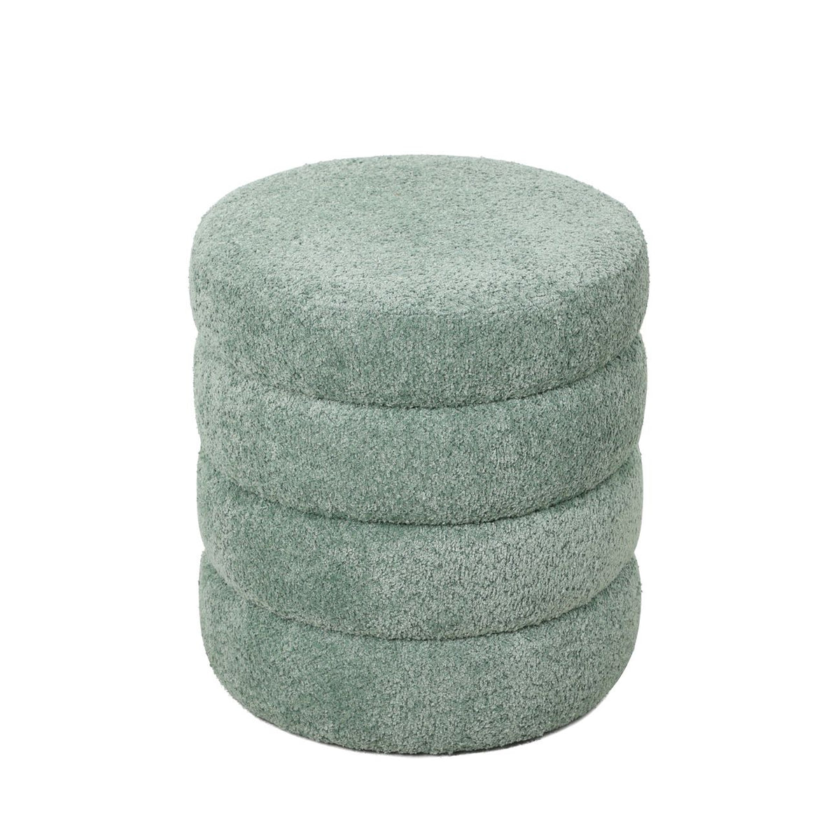 Pouf tissu effet fourrure rase vert d'eau
