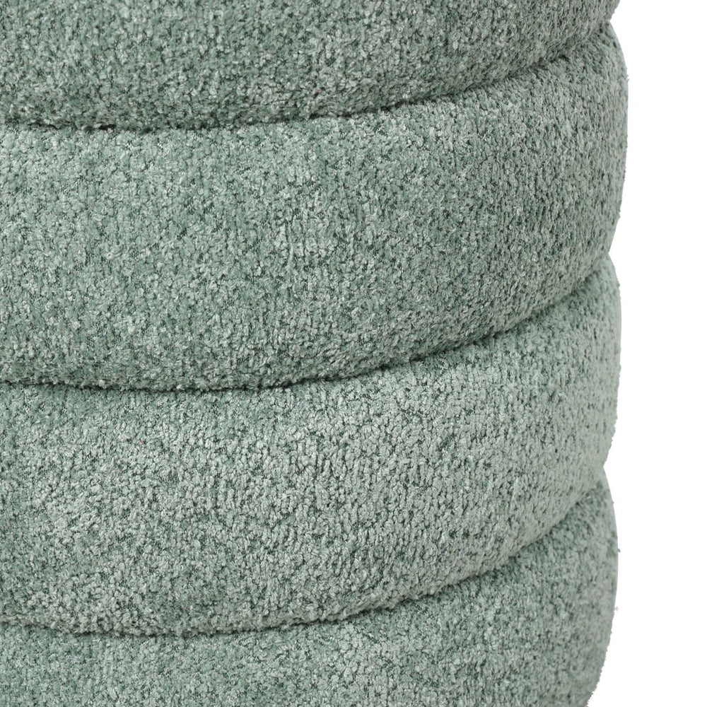 Pouf tissu effet fourrure rase vert d'eau