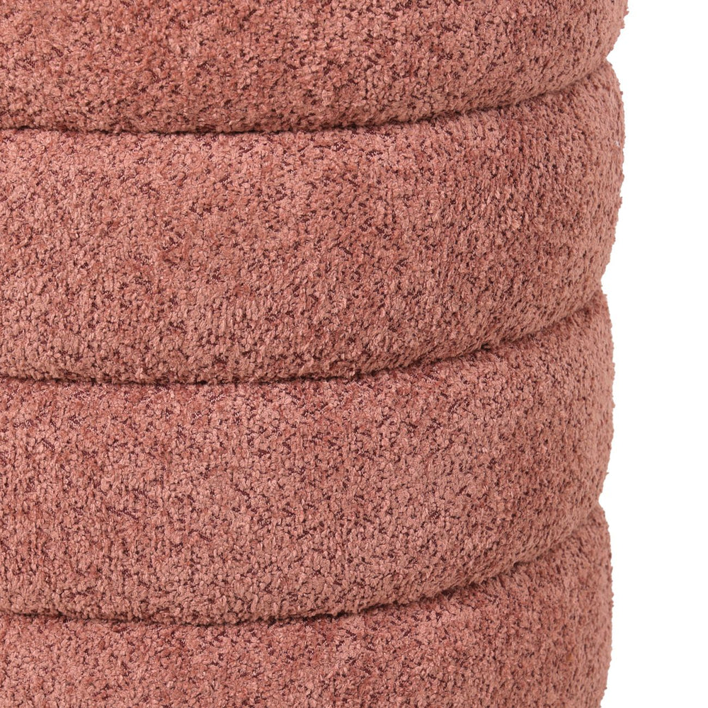 Pouf tissu effet fourrure rase vieux rose