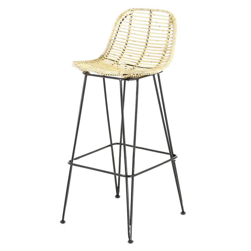 Tabouret plan de travail rotin