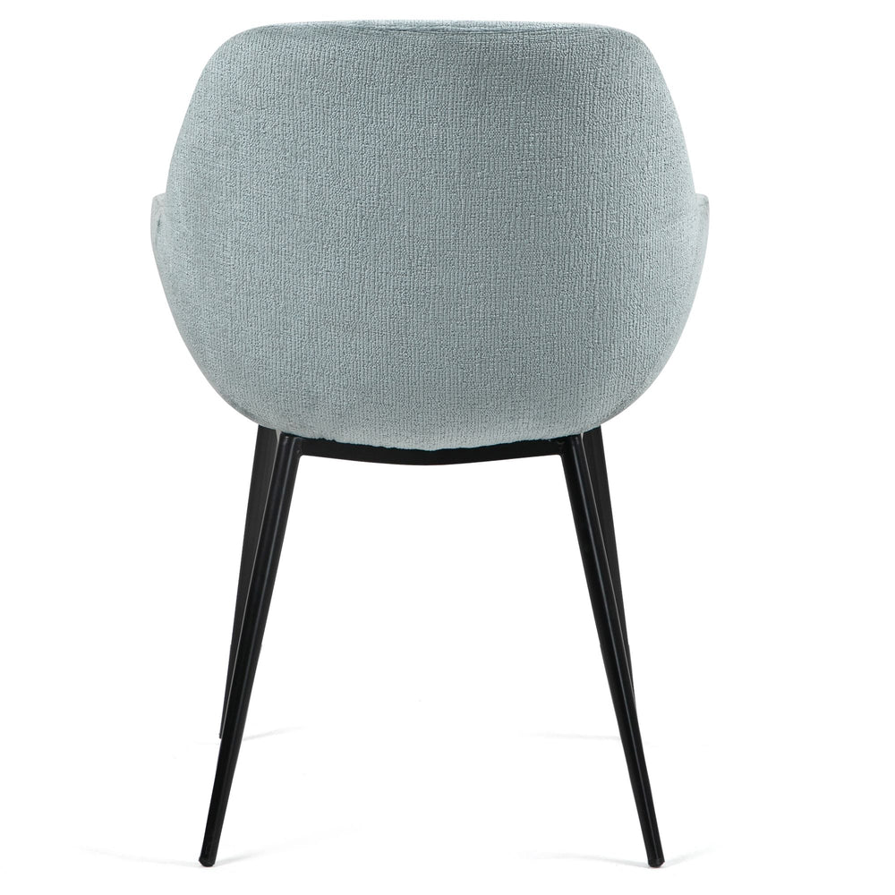 Chaise repas avec accoudoirs tissu chenille céladon pied métal