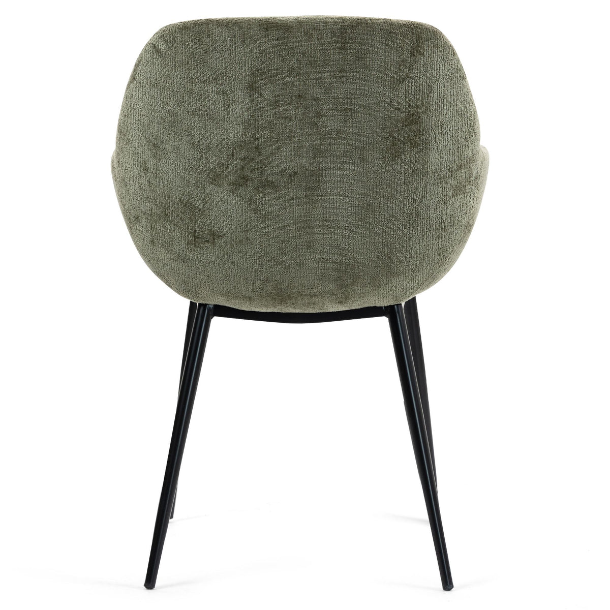 Chaise repas avec accoudoirs tissu chenille kaki pied métal