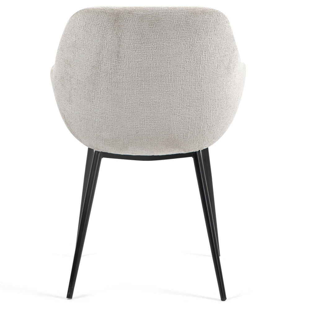 Chaise repas avec accoudoirs tissu chenille taupe pied métal