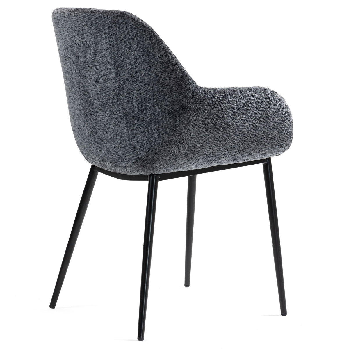 Chaise repas avec accoudoirs tissu chenille gris pied métal