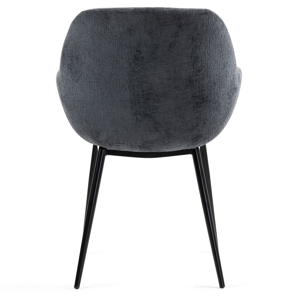 Chaise repas avec accoudoirs tissu chenille gris pied métal