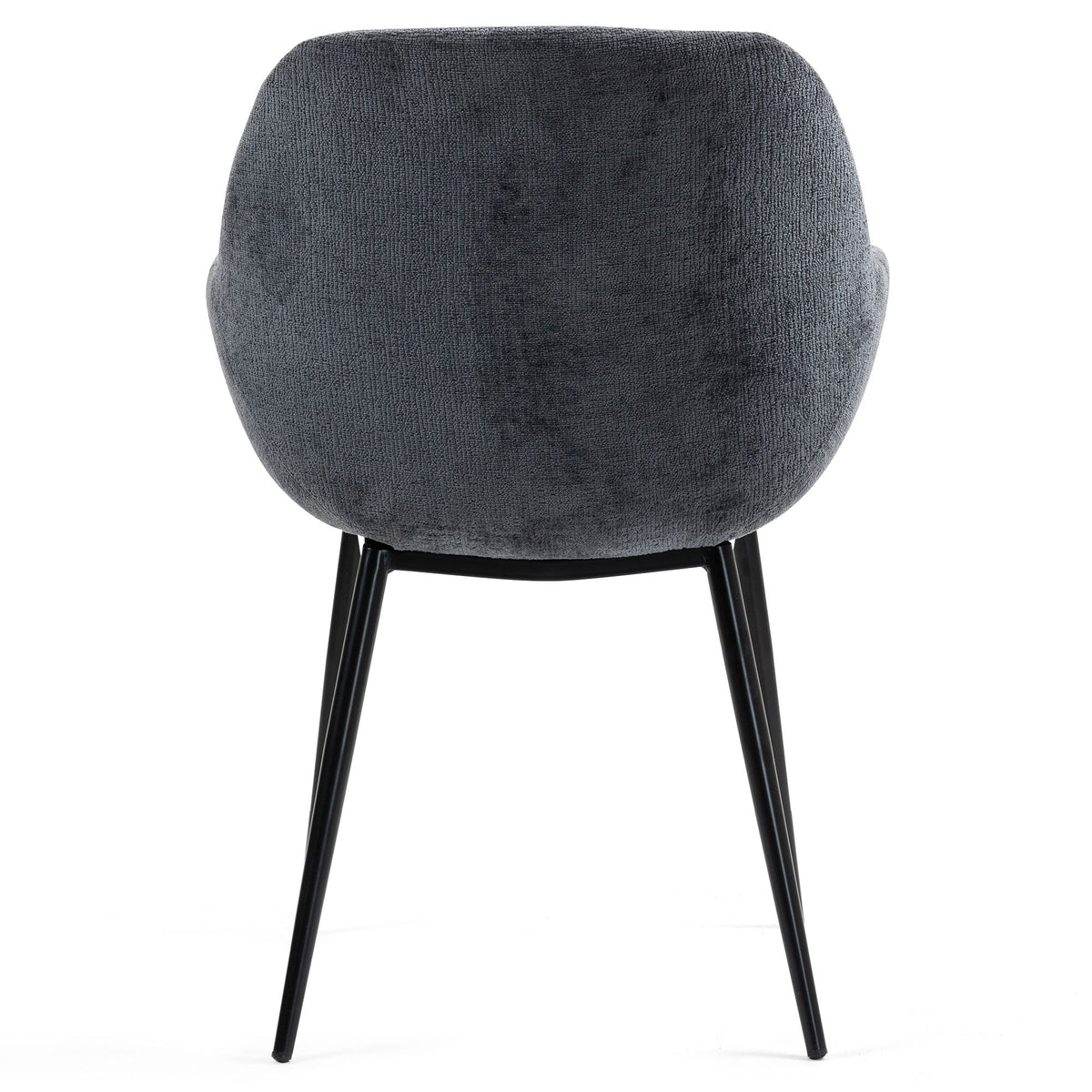 Chaise repas avec accoudoirs tissu chenille gris pied métal