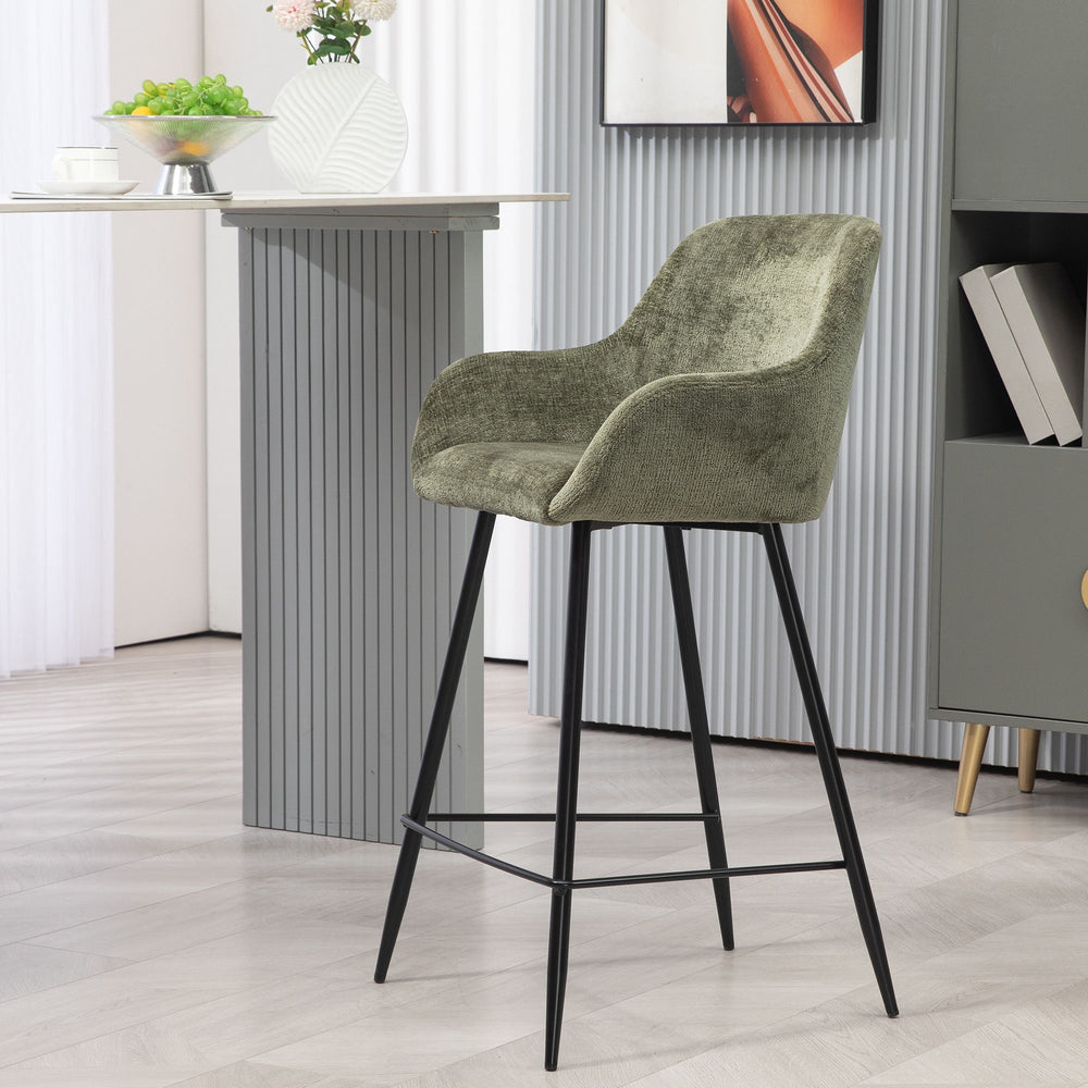 Chaise snack tissu chenille kaki