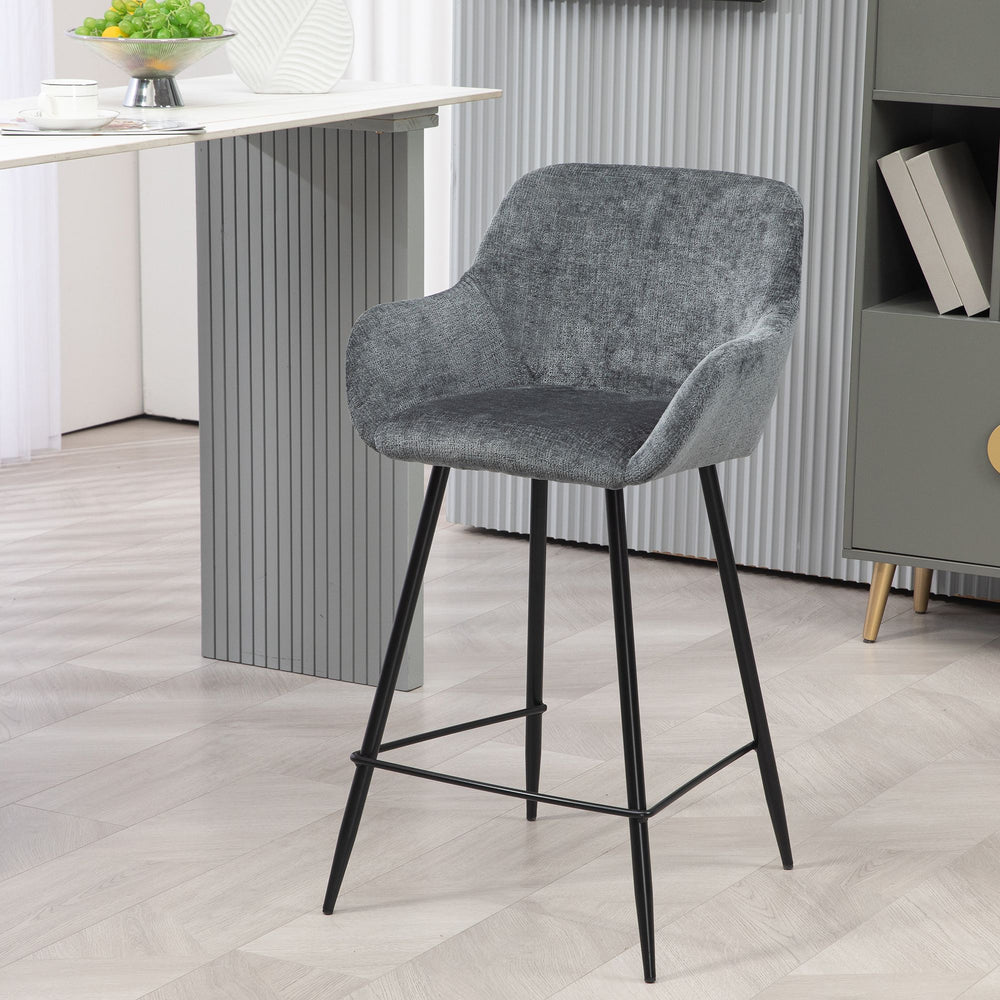 Chaise snack tissu chenille gris