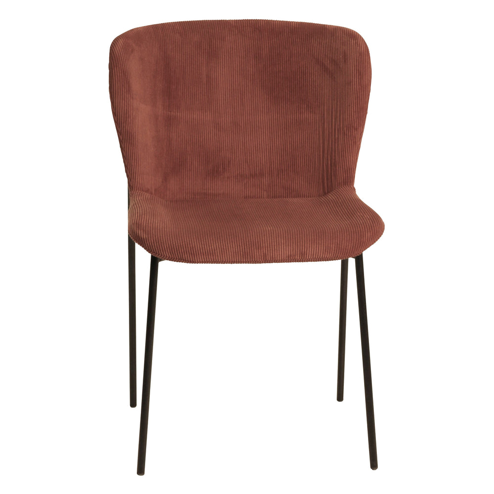 Chaise repas velours côtelé rouge