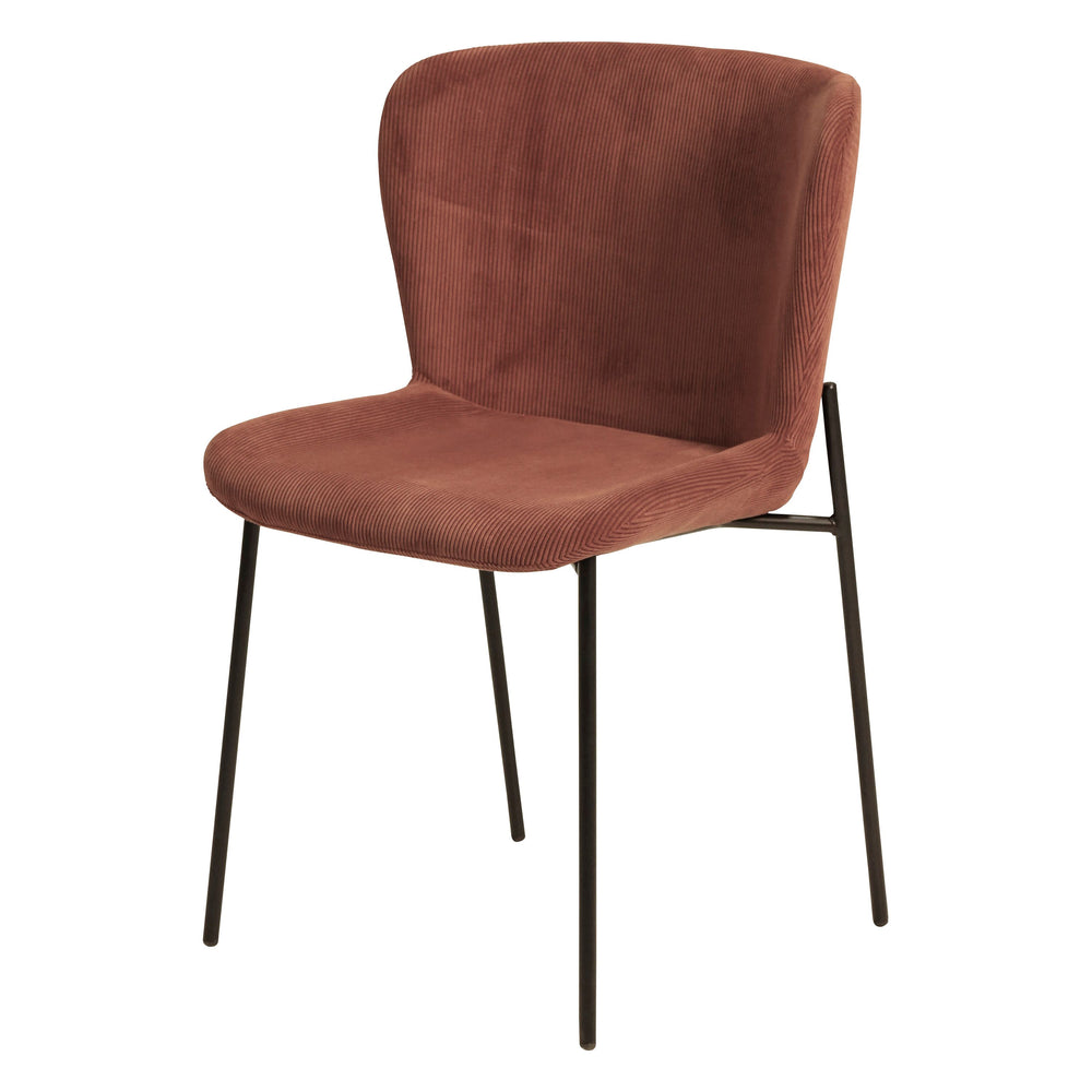 Chaise repas velours côtelé rouge