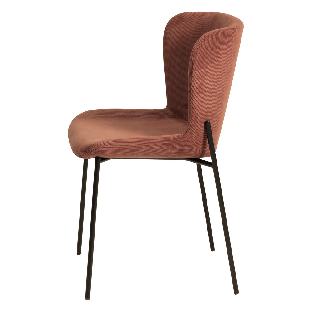 Chaise repas velours côtelé rouge