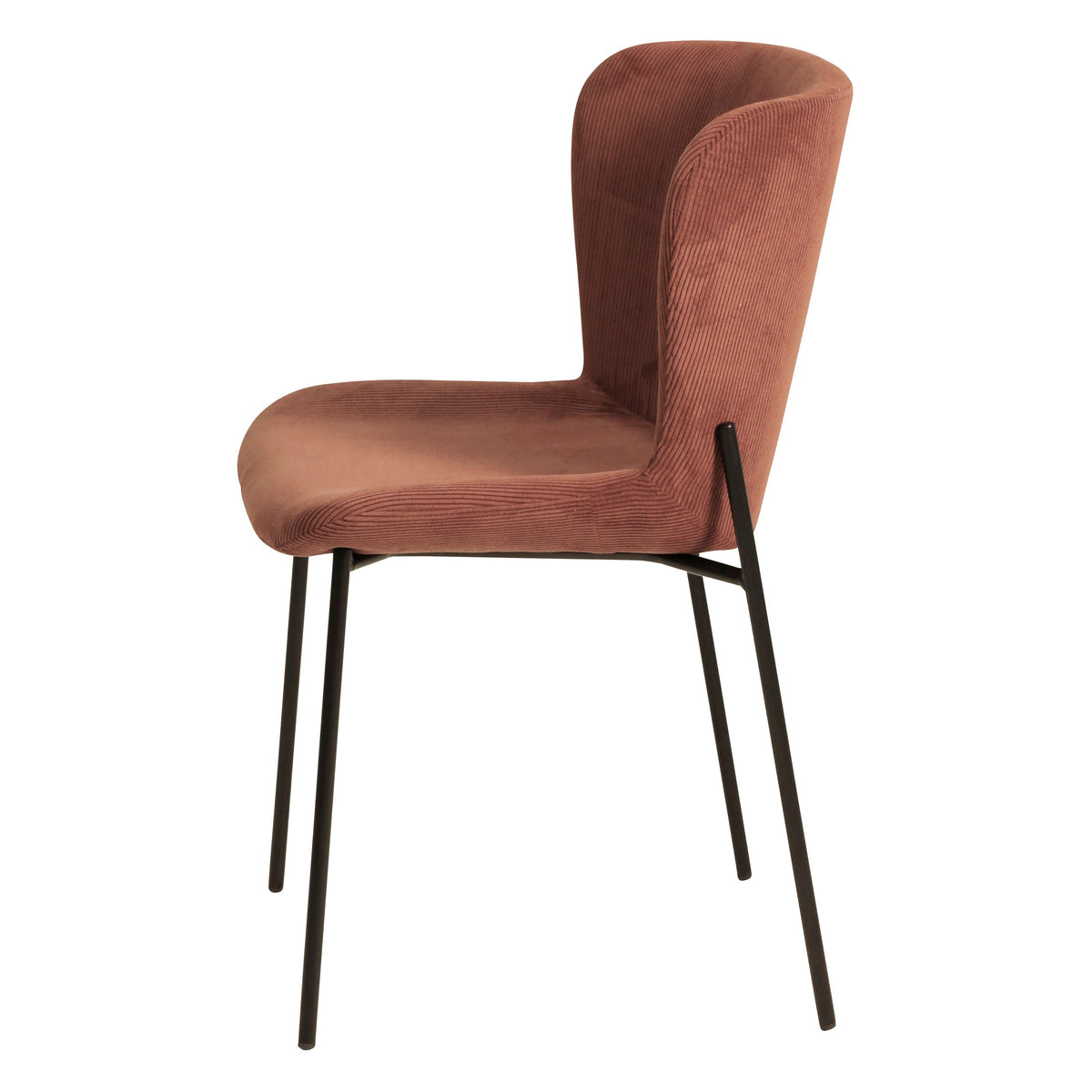 Chaise repas velours côtelé rouge