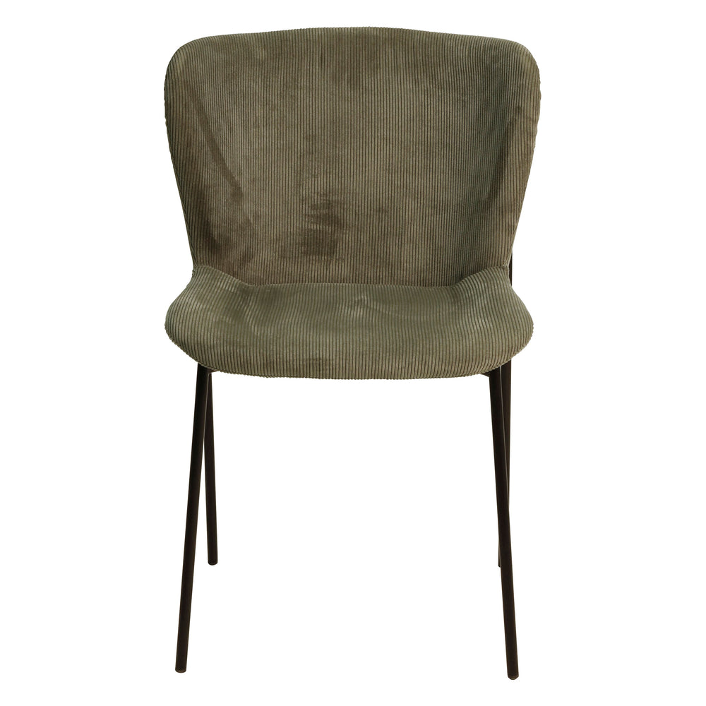 Chaise repas velours côtelé vert amande