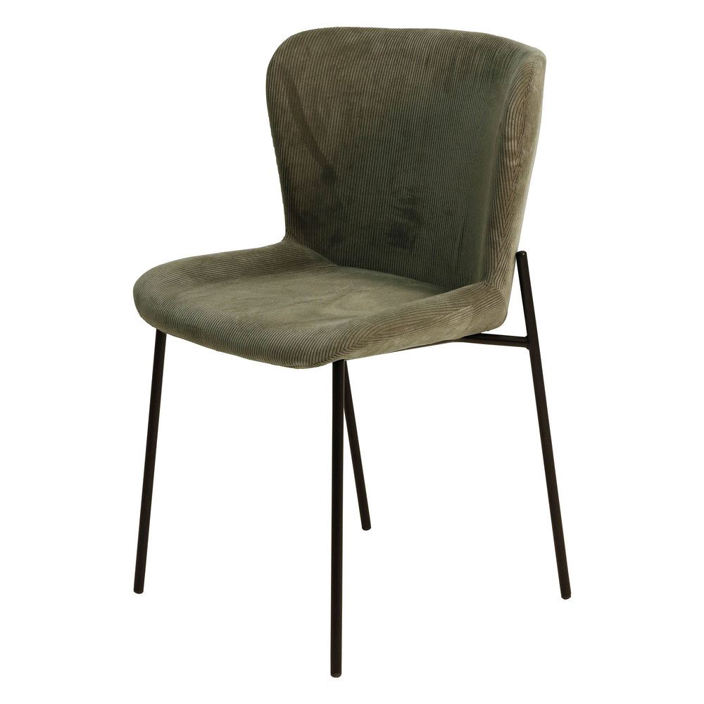 Chaise repas velours côtelé vert amande