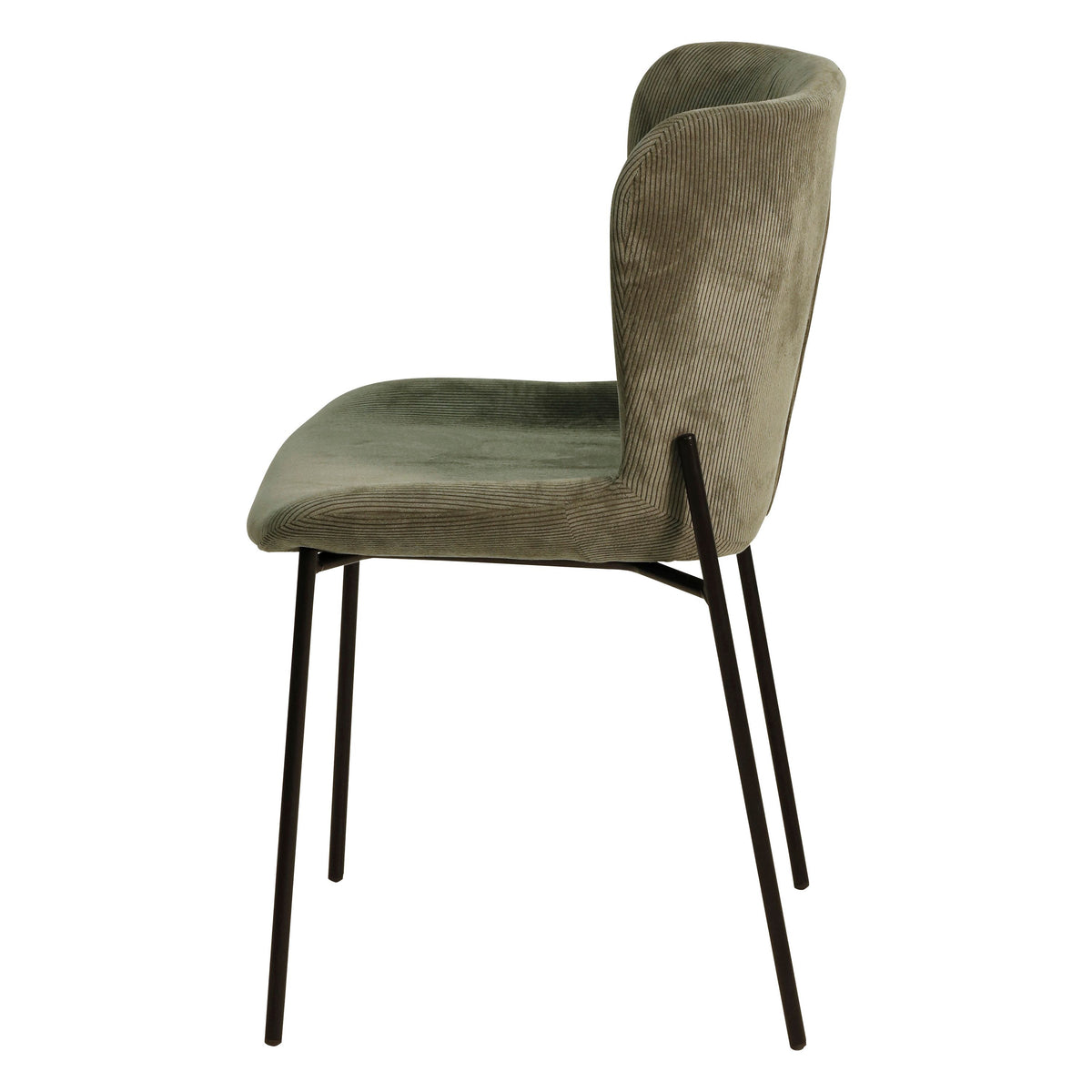 Chaise repas velours côtelé vert amande