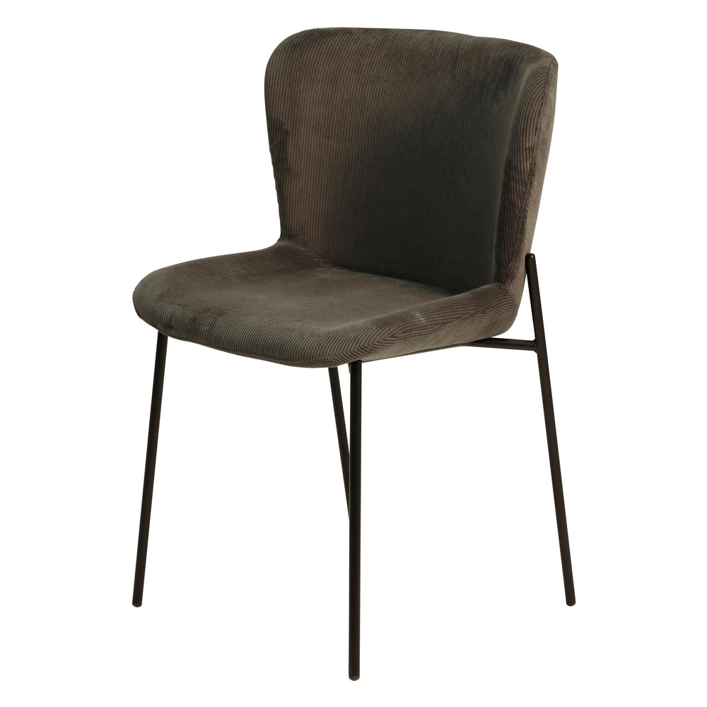 Chaise repas velours côtelé gris foncé