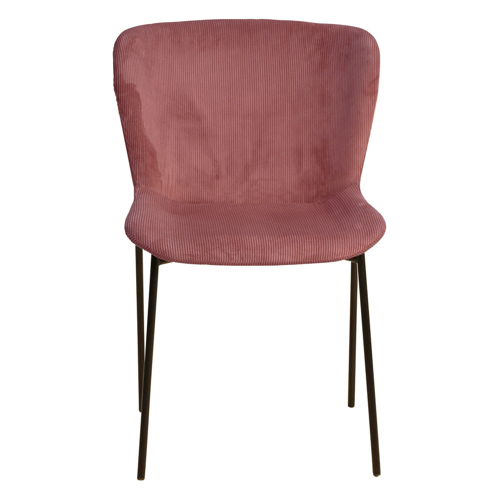 Chaise repas velours côtelé Rose