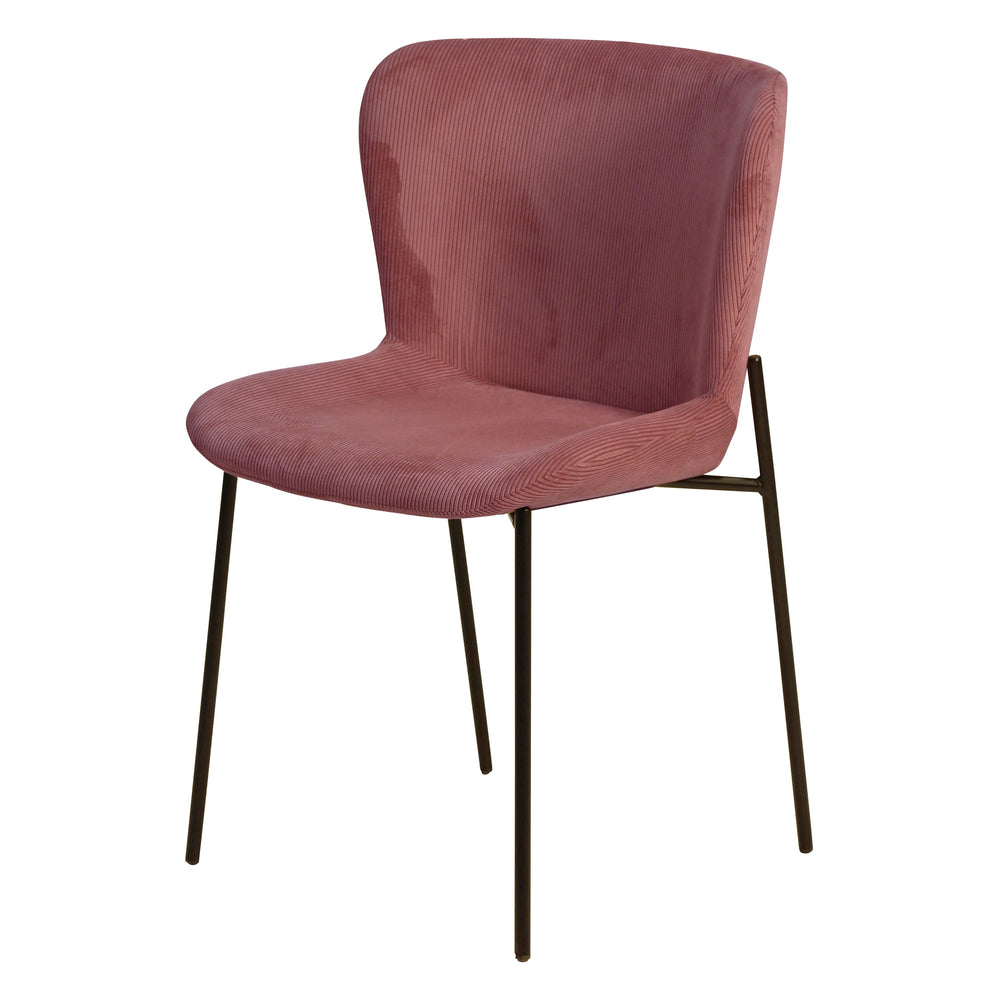 Chaise repas velours côtelé Rose