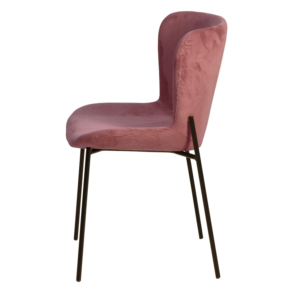 Chaise repas velours côtelé Rose