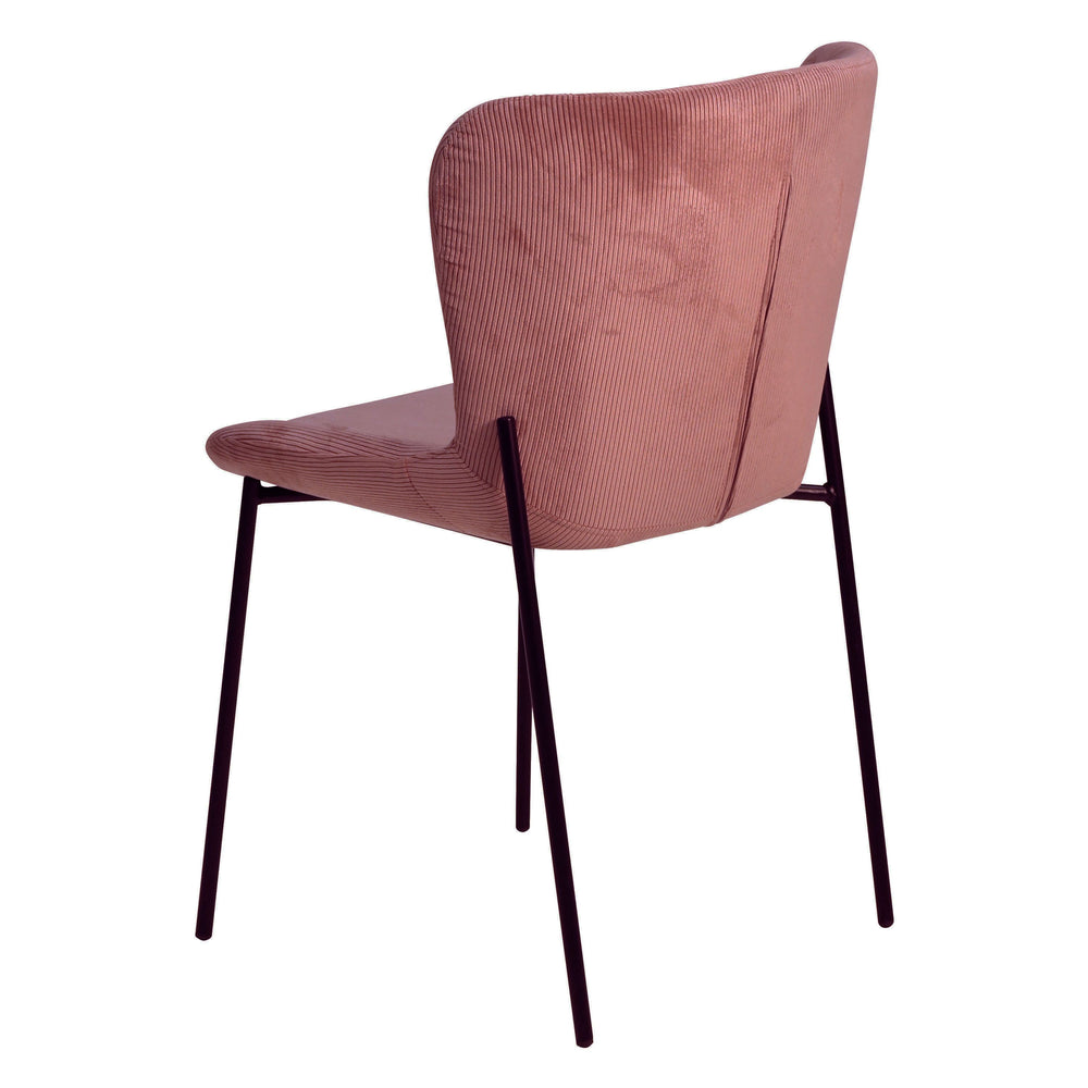 Chaise repas velours côtelé Rose