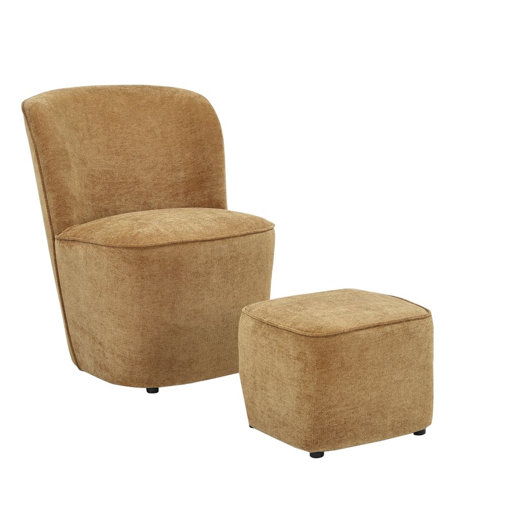 Fauteuil en tissu soft touch ambre