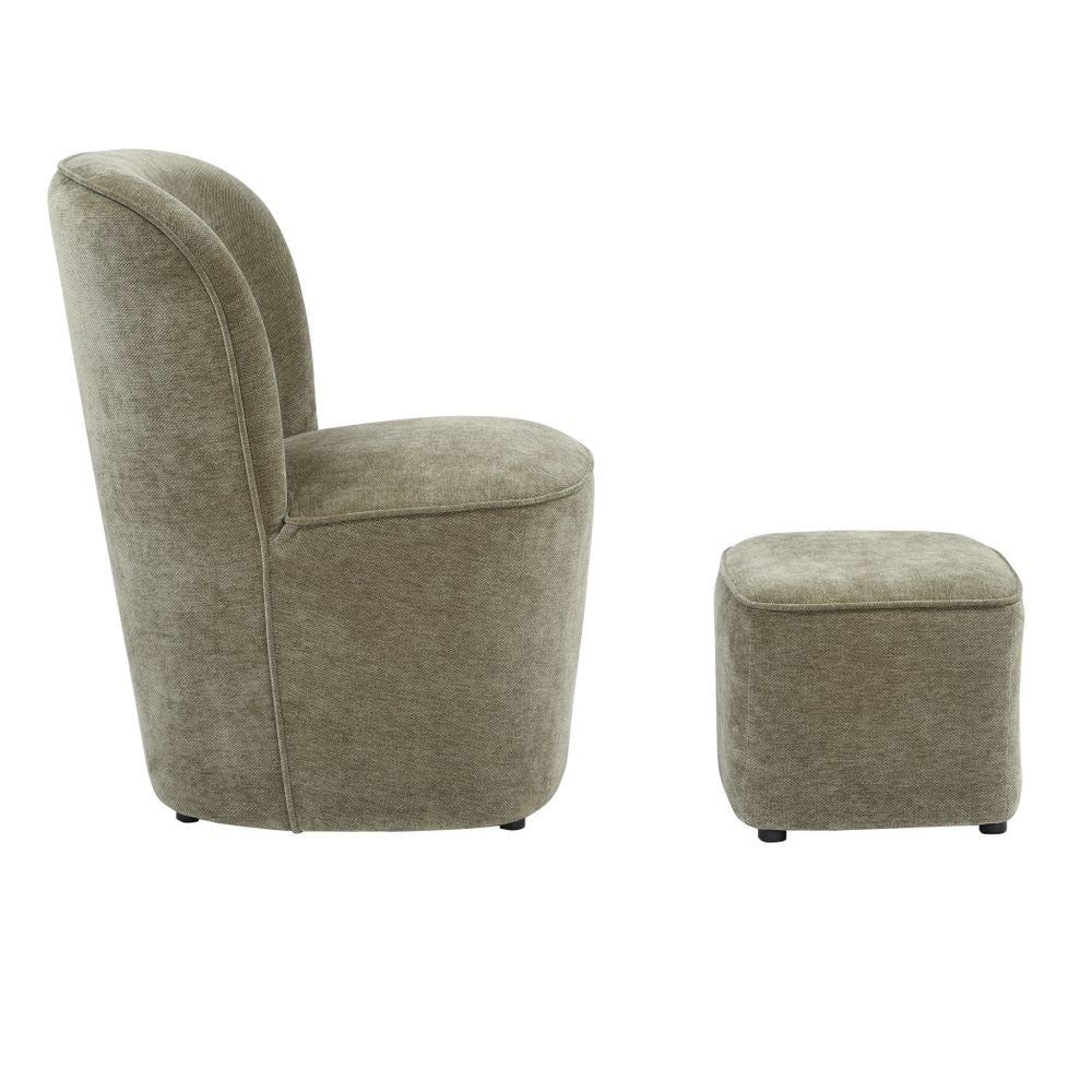 Pouf en tissu soft touch kaki Jona