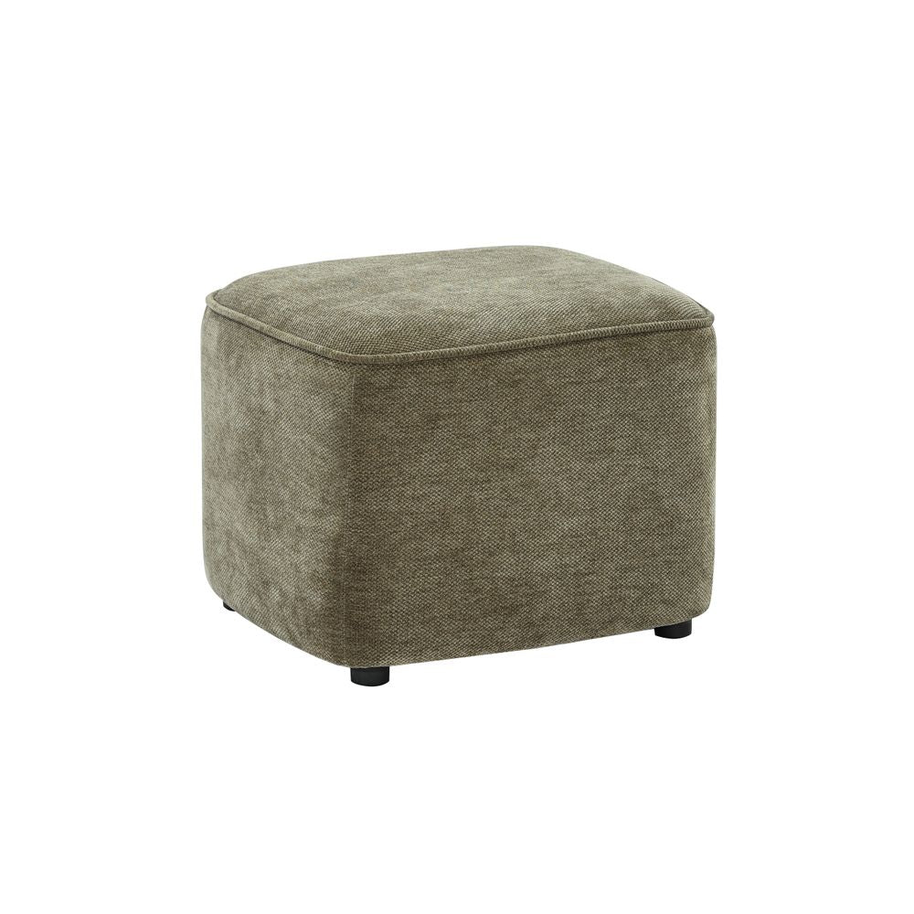 Pouf en tissu soft touch kaki Jona