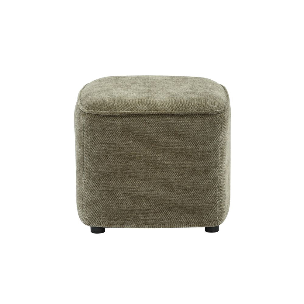 Pouf en tissu soft touch kaki Jona
