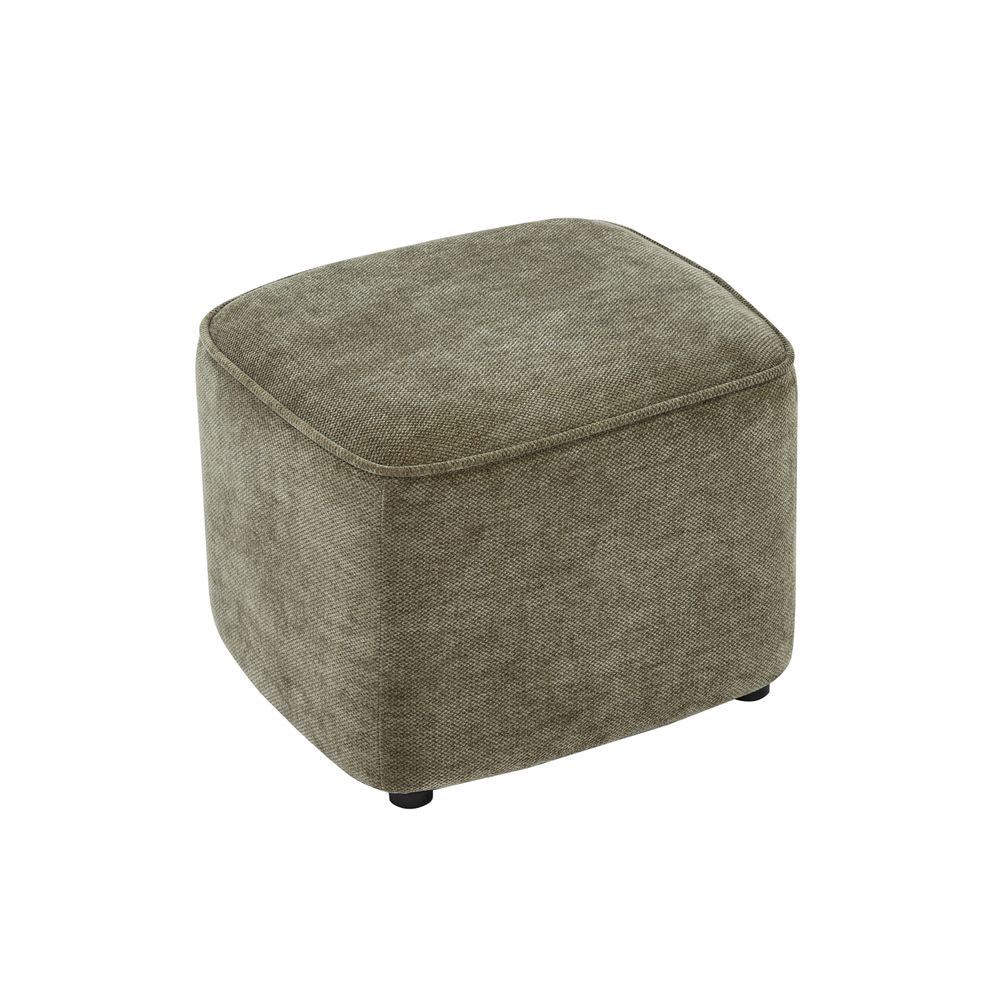 Pouf en tissu soft touch kaki Jona