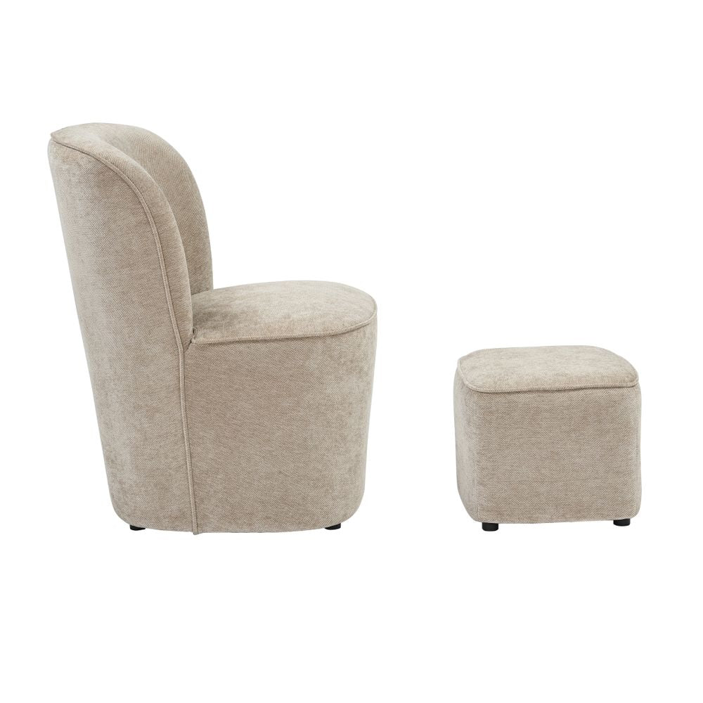 Pouf en tissu soft touch taupe Jona