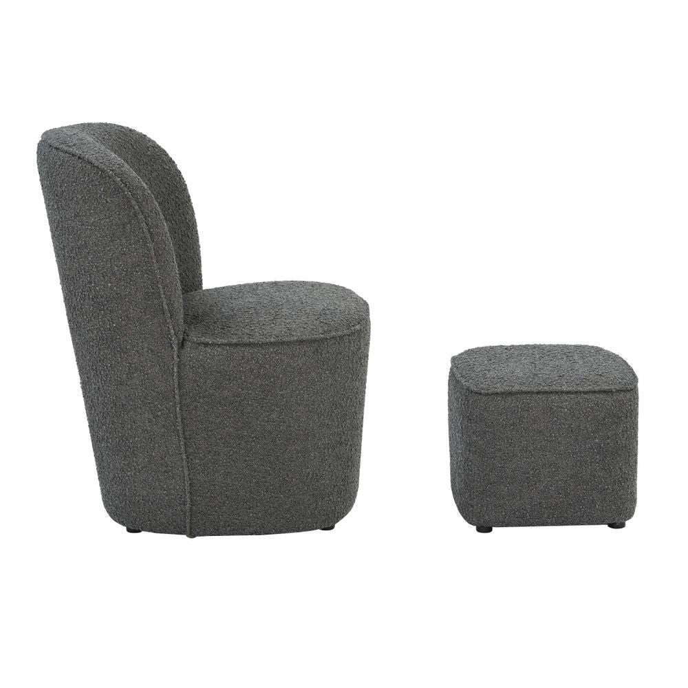 Pouf en bouclette gris foncé Jona