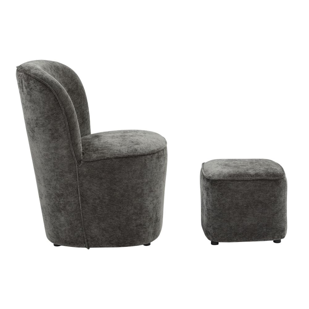 Pouf en tissu soft touch gris antracite Jona