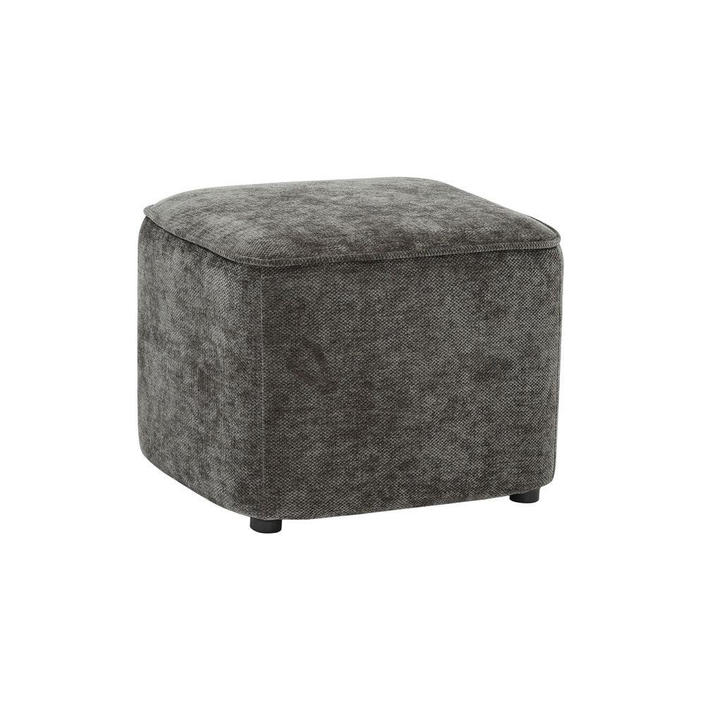 Pouf en tissu soft touch gris antracite Jona