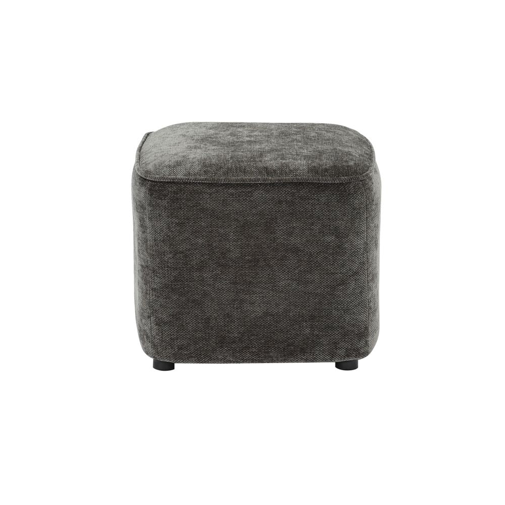 Pouf en tissu soft touch gris antracite Jona