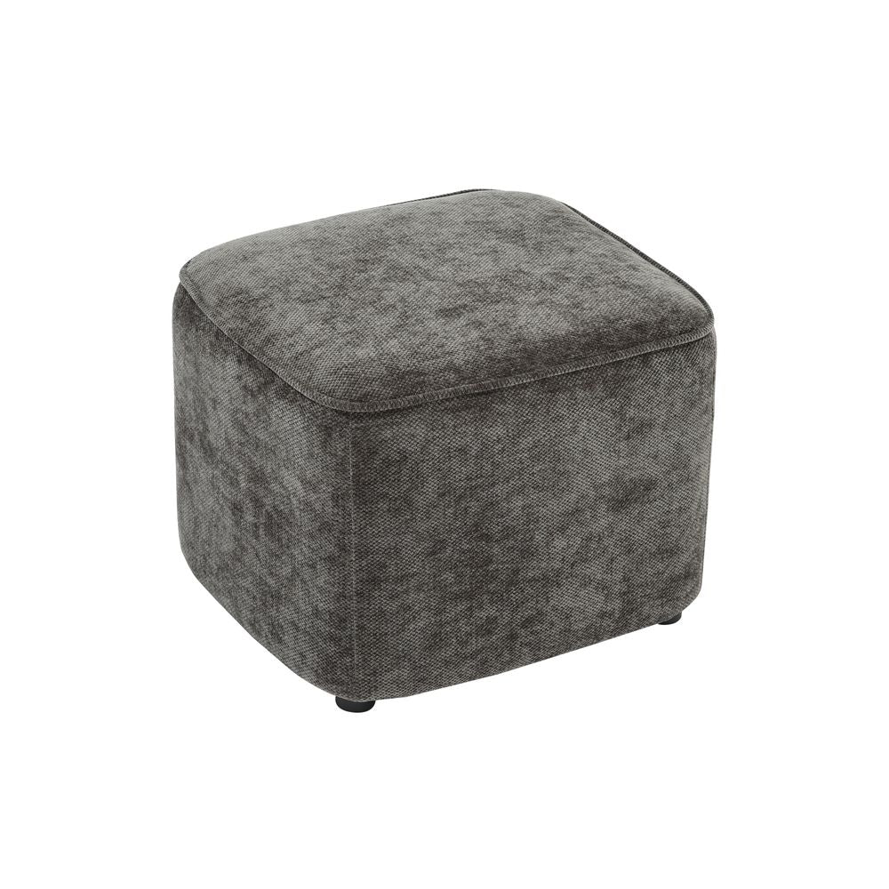 Pouf en tissu soft touch gris antracite Jona