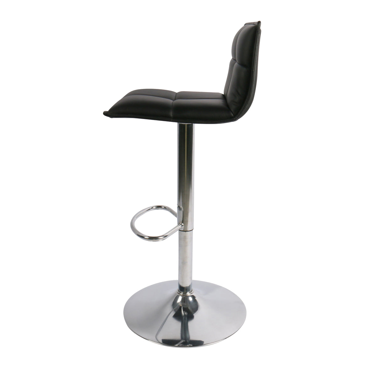 Chaise snack PU noir et pied piston chromé