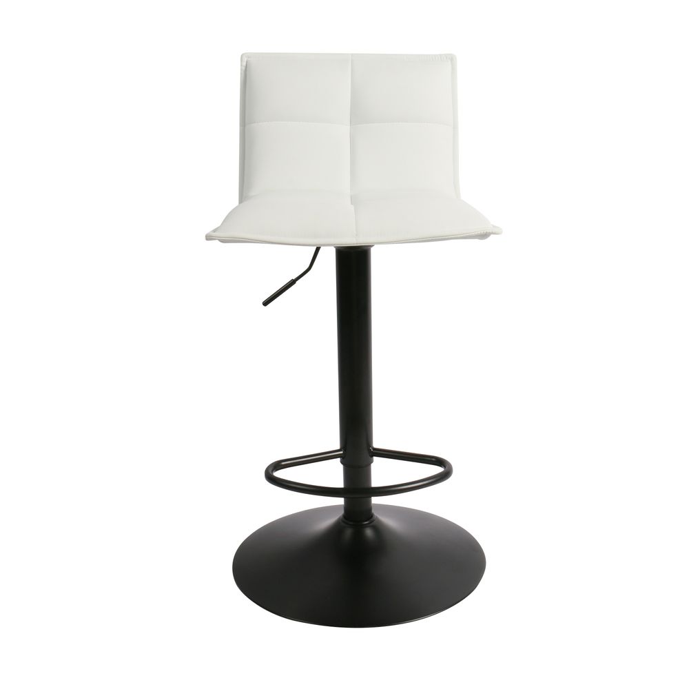 Chaise snack PU blanc et pied piston noir