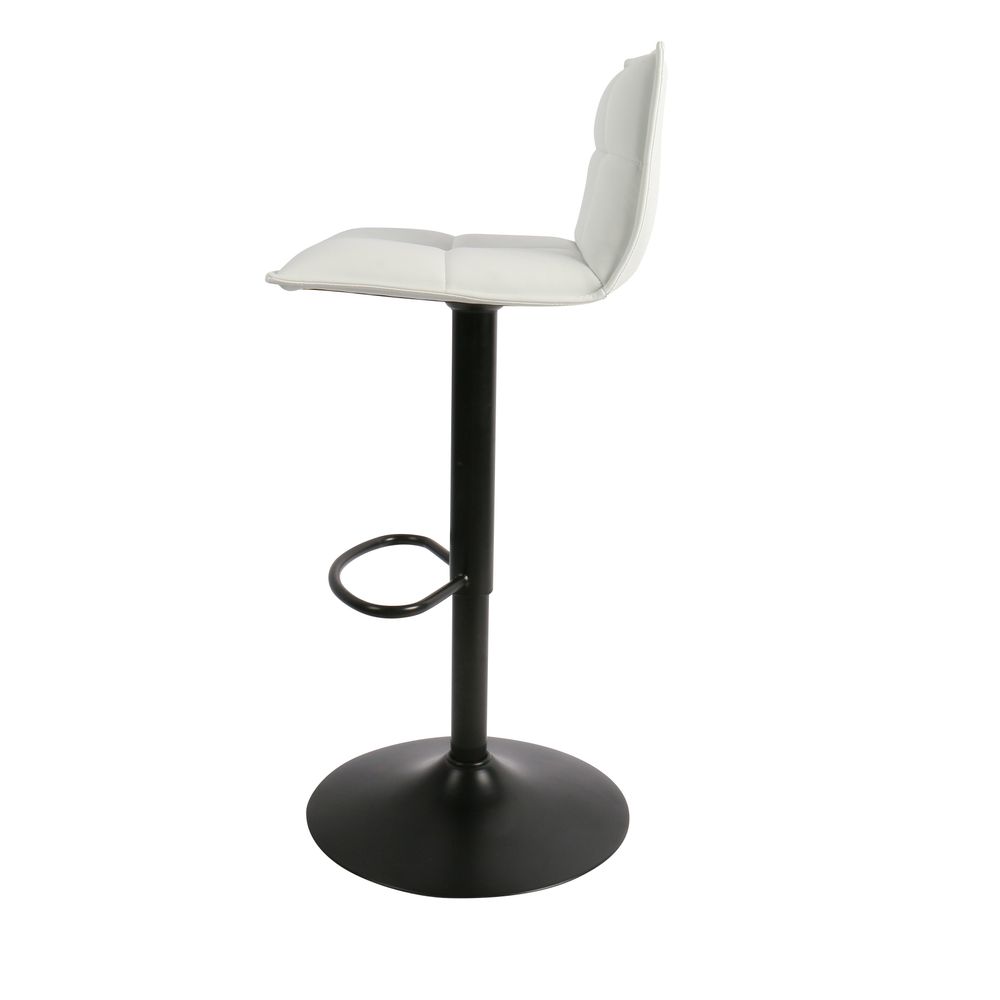 Chaise snack PU blanc et pied piston noir