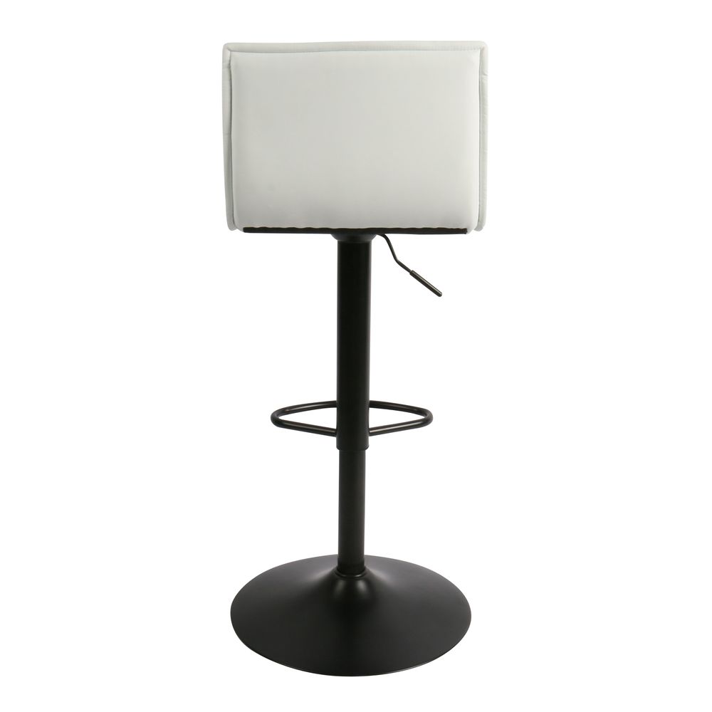 Chaise snack PU blanc et pied piston noir