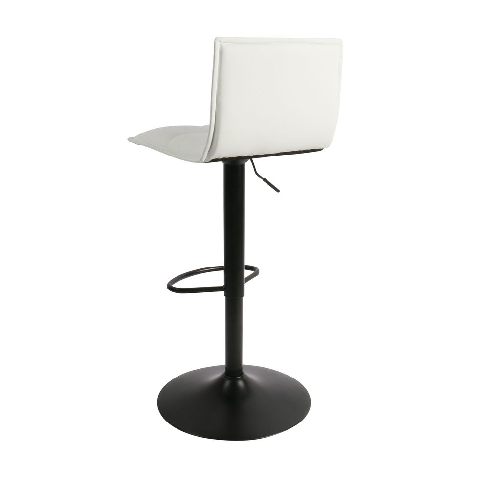 Chaise snack PU blanc et pied piston noir